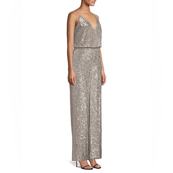 AIDAN MATTOX
Sequin Blouson Jumpsuit - Champagne Silver - Picture 3 of 7